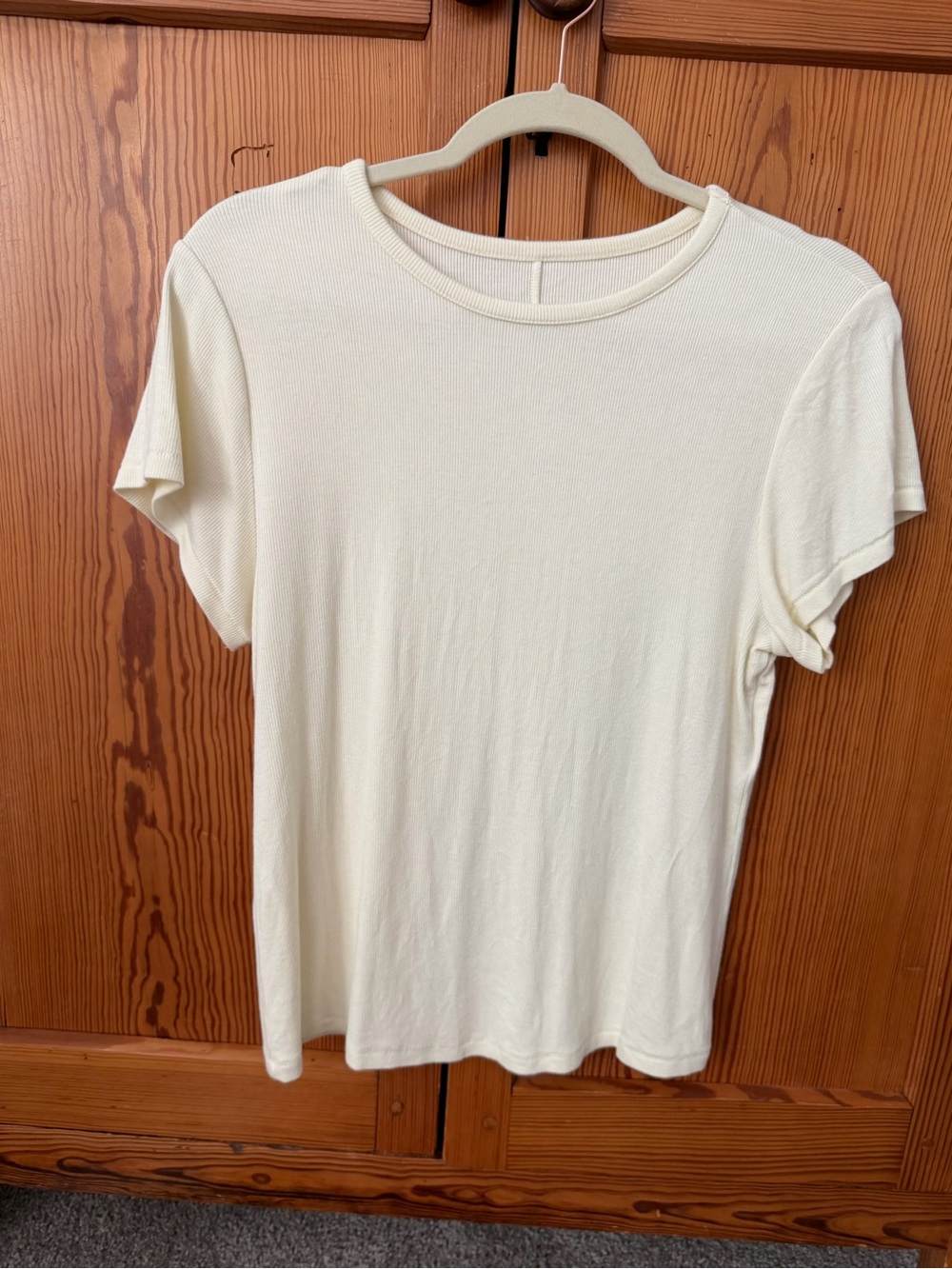 nuuds Short-Sleeve Slinky Rib Tee in Butter (Limited color from summer 2025)